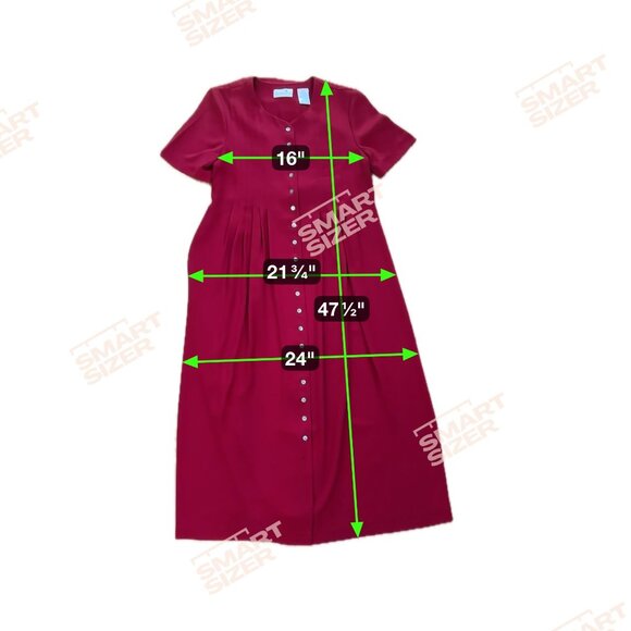 Vintage Liz Claiborne Petite Red Dress Size 8 Button Front Short Sleeve Tie Back - Picture 7 of 8